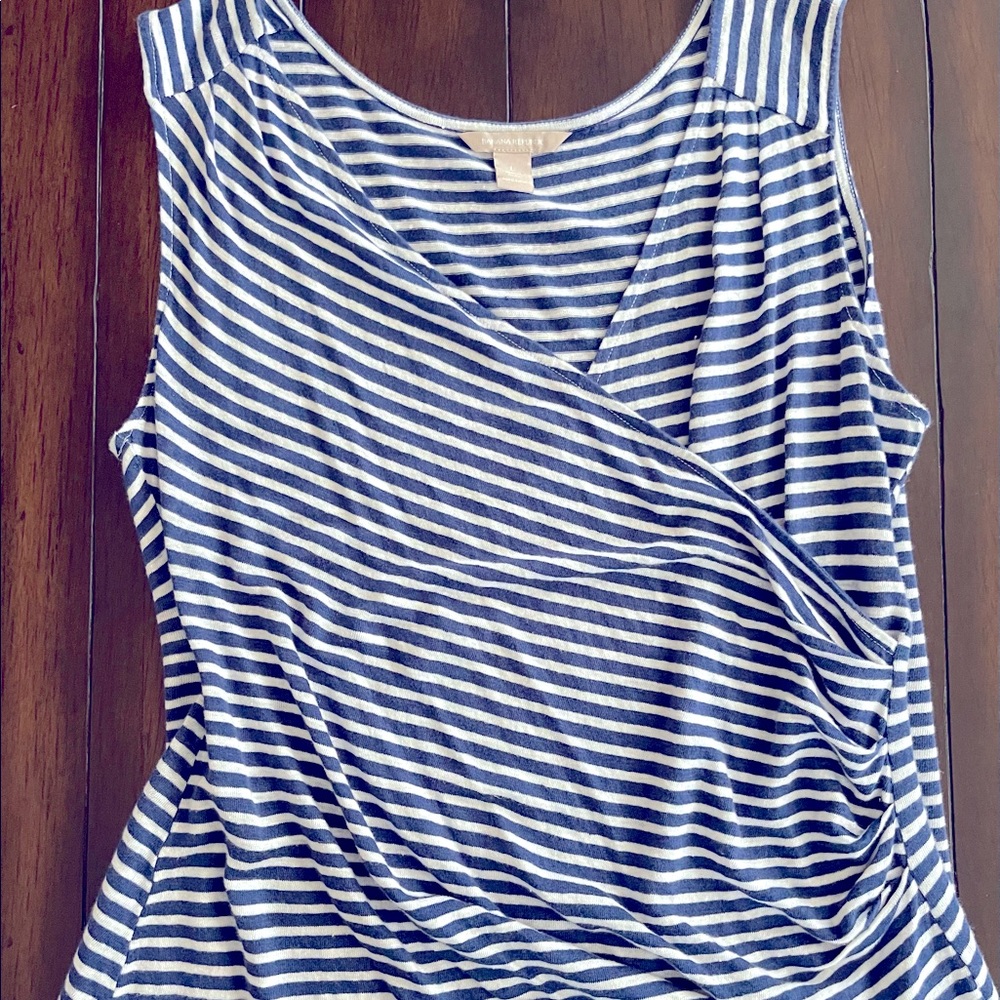 Banana Republic Women’s Blue and White Stripe Faux Wrap Tank Top- Large